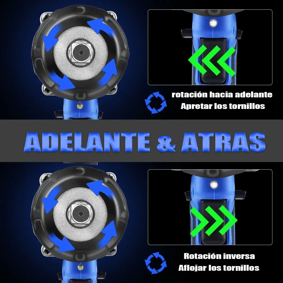 Llave De Impacto Inalámbrica 1/2 Con 2 Baterías 750 N.m