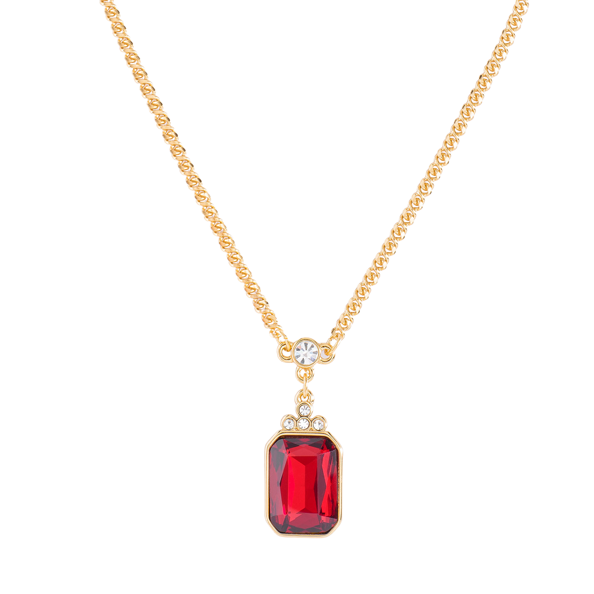 Collar Color Oro Dije Rojo Moda Mujer Joyería NICE