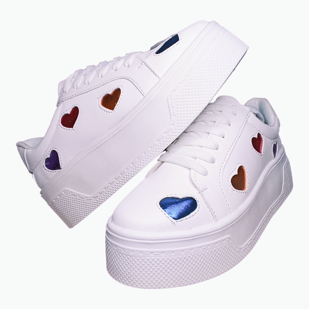 Tenis plataforma de corazones en tendencia moda chunky