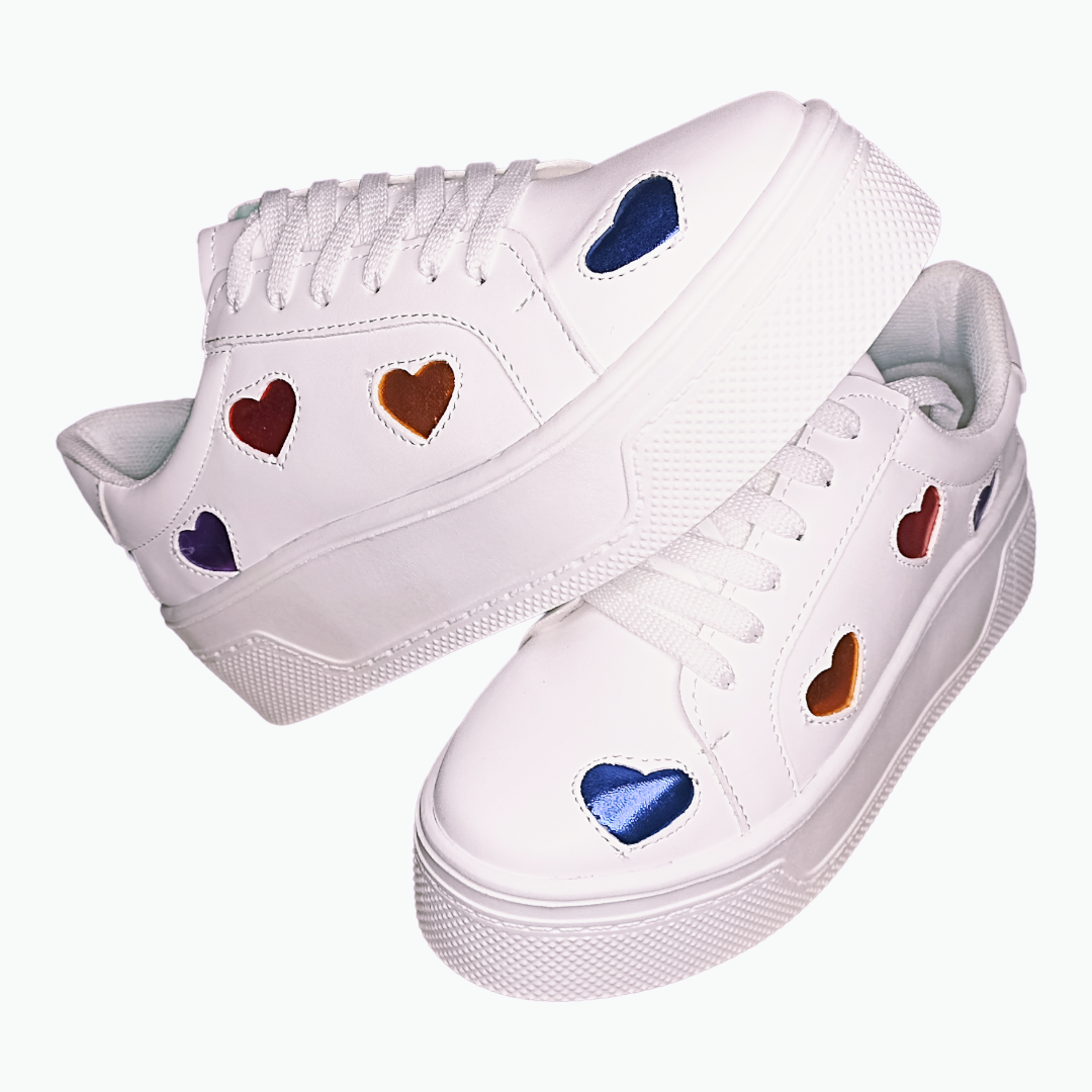 Tenis plataforma de corazones en tendencia moda chunky
