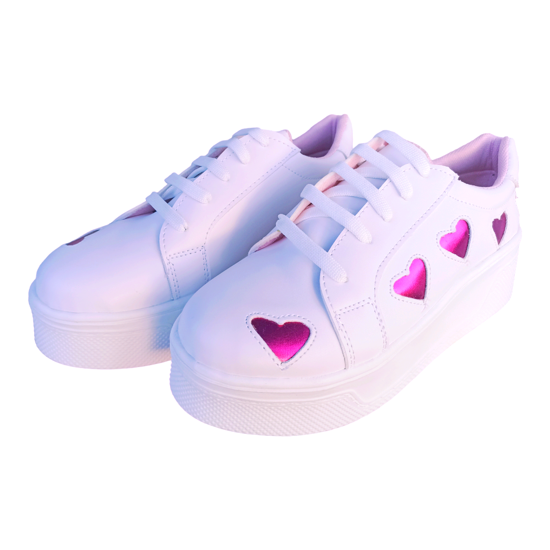 Tenis plataforma de corazones en tendencia moda chunky