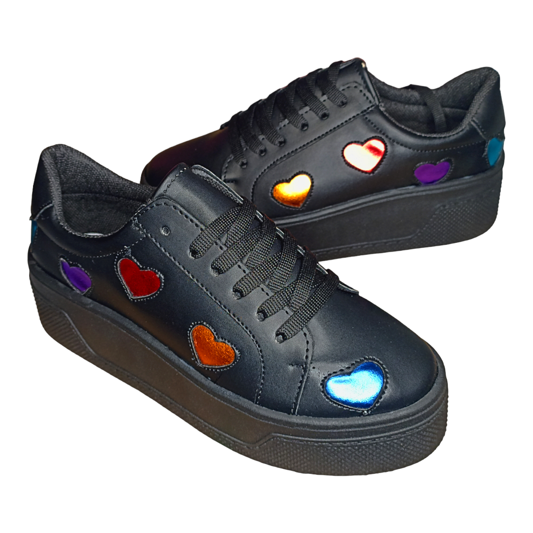 Tenis plataforma de corazones en tendencia moda chunky