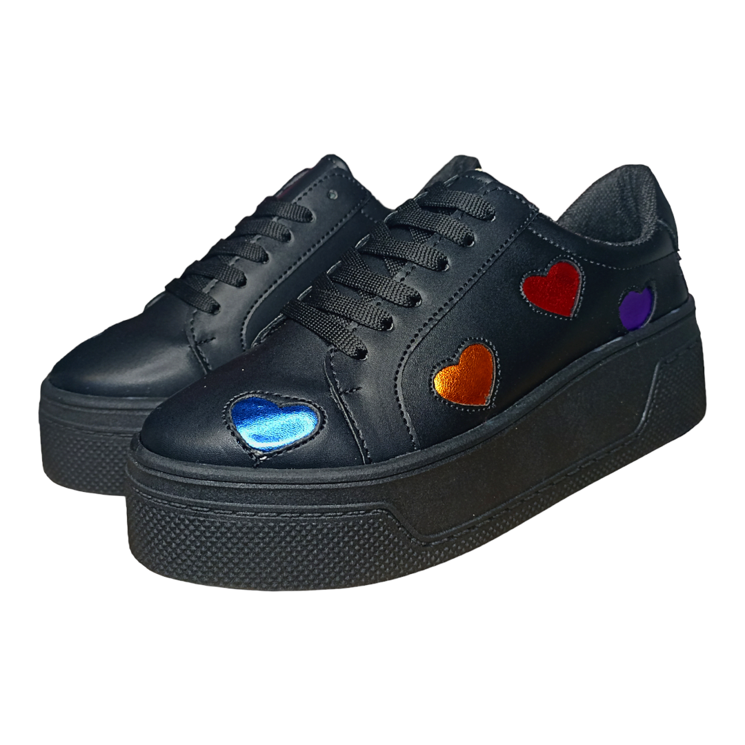 Tenis plataforma de corazones en tendencia moda chunky