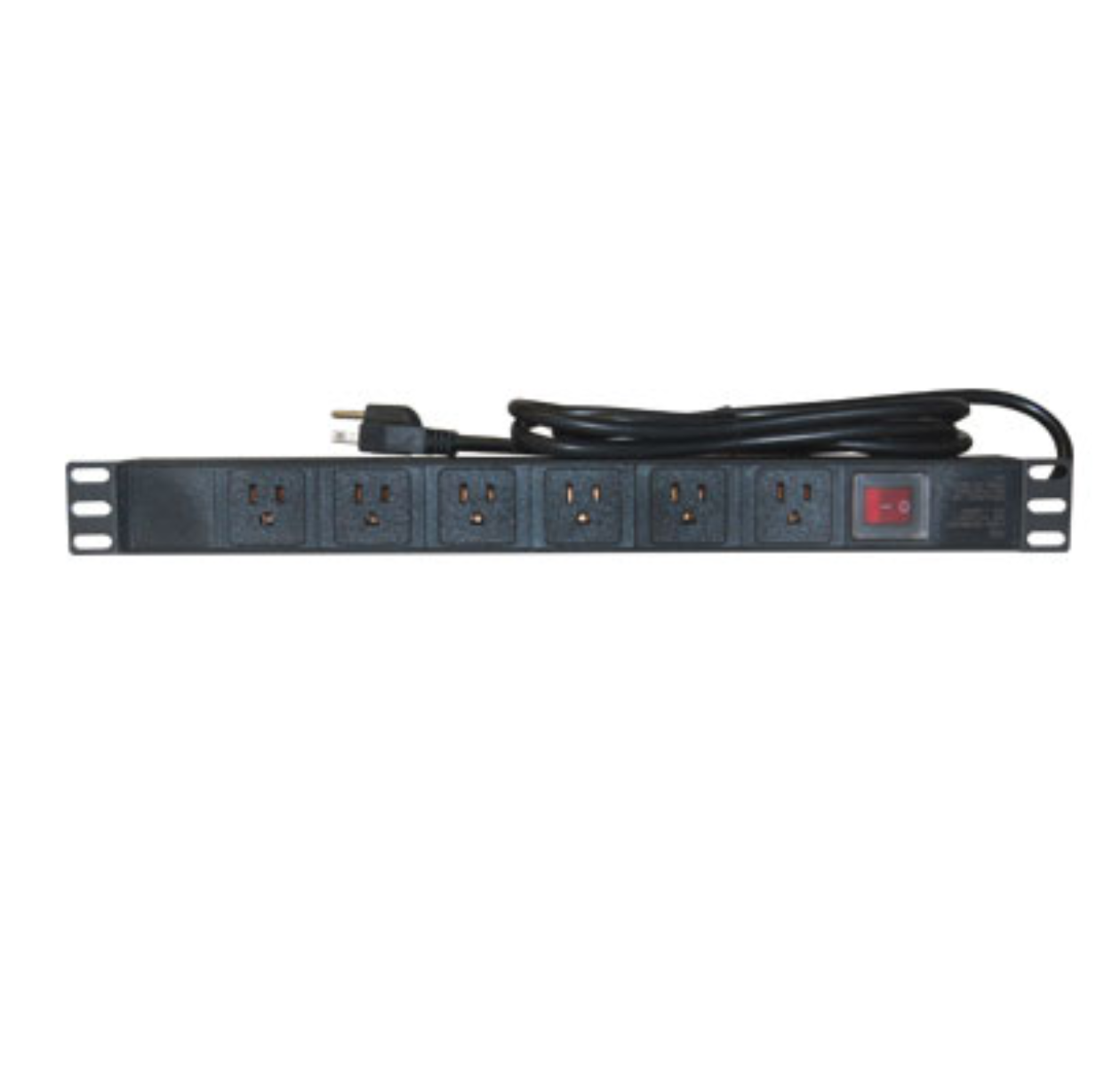 Barra Multicontactos PDU Horizontal 1UR 6 Contactos Tipo Nema 5-15R Voltaje 110VCA 50/60HZ ENS-PDU6