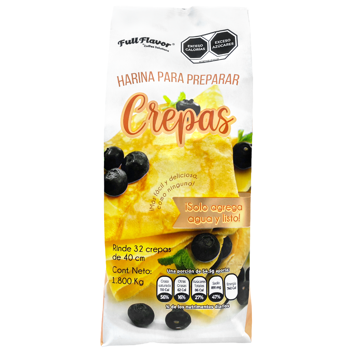 Harina Para Crepas Bolsa 1.800 Kgs. Agrega Agua Y Listo Caja con 10 Bolsas