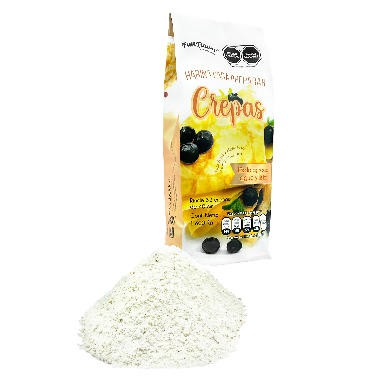 Harina Para Crepas Bolsa 1.800 Kgs. Agrega Agua Y Listo Caja con 10 Bolsas