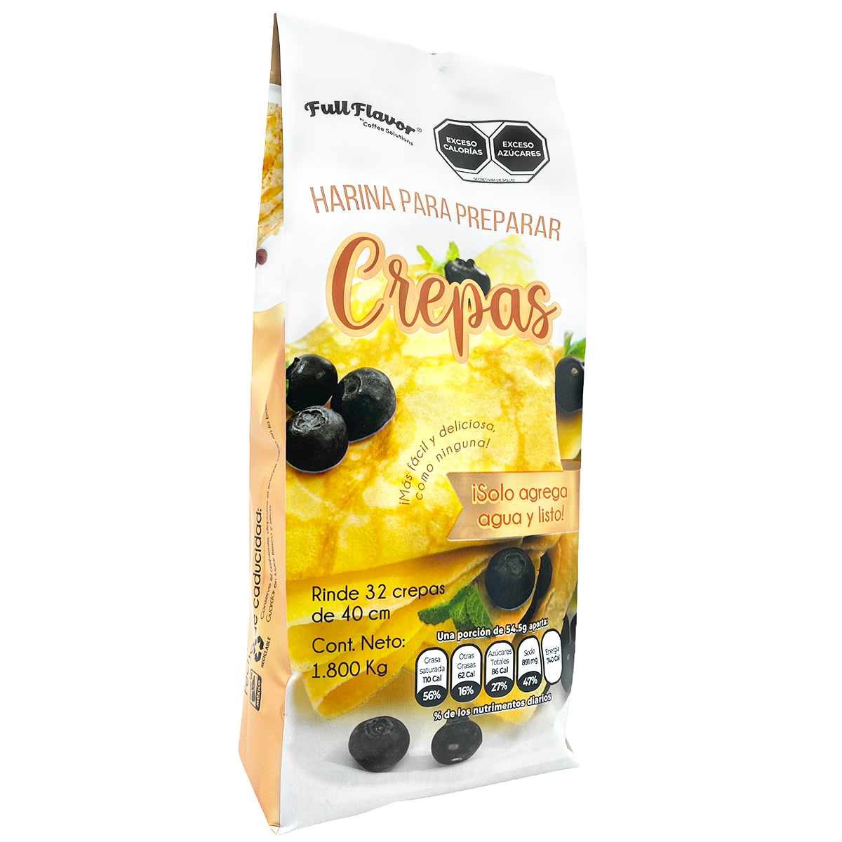 Harina Para Crepas Bolsa 1.800 Kgs. Agrega Agua Y Listo Caja con 10 Bolsas