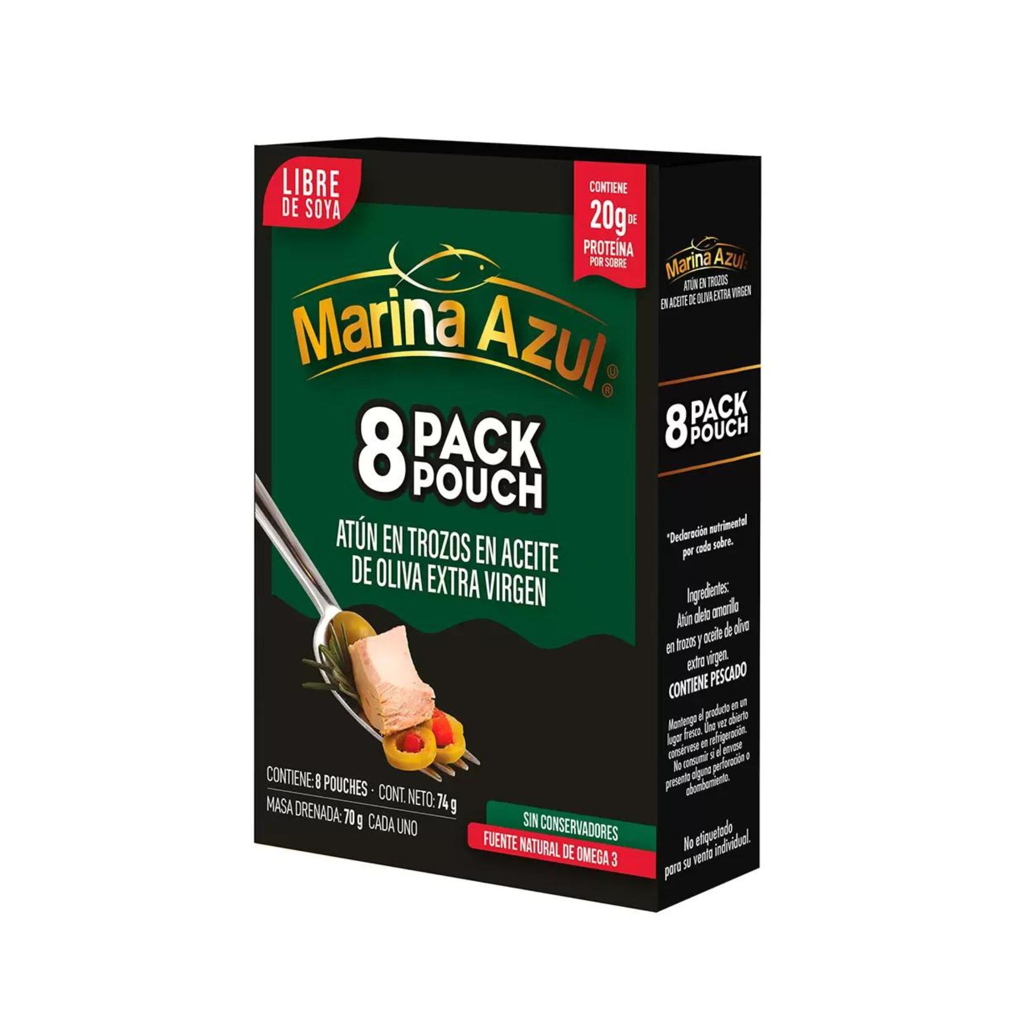 Atún En Aceite De Oliva Marina Azul 8 Pack De 74g