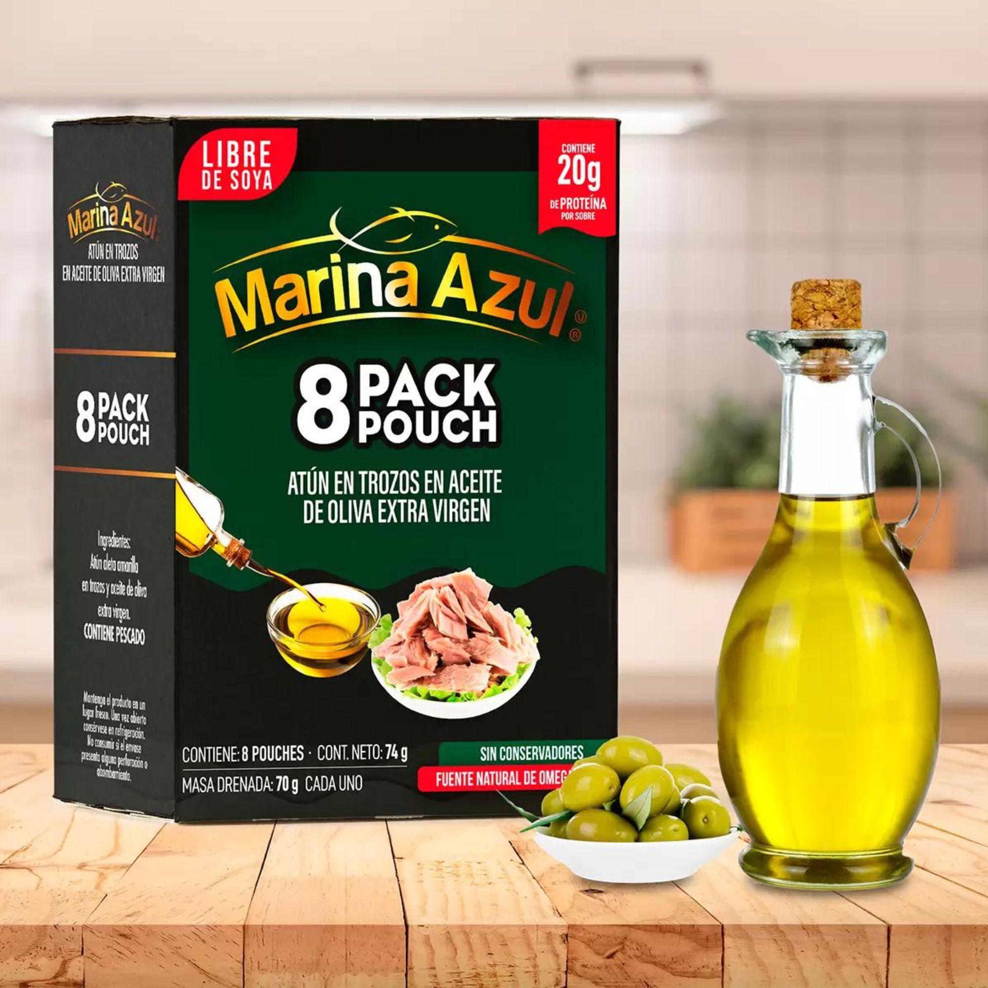 Atún En Aceite De Oliva Marina Azul 8 Pack De 74g