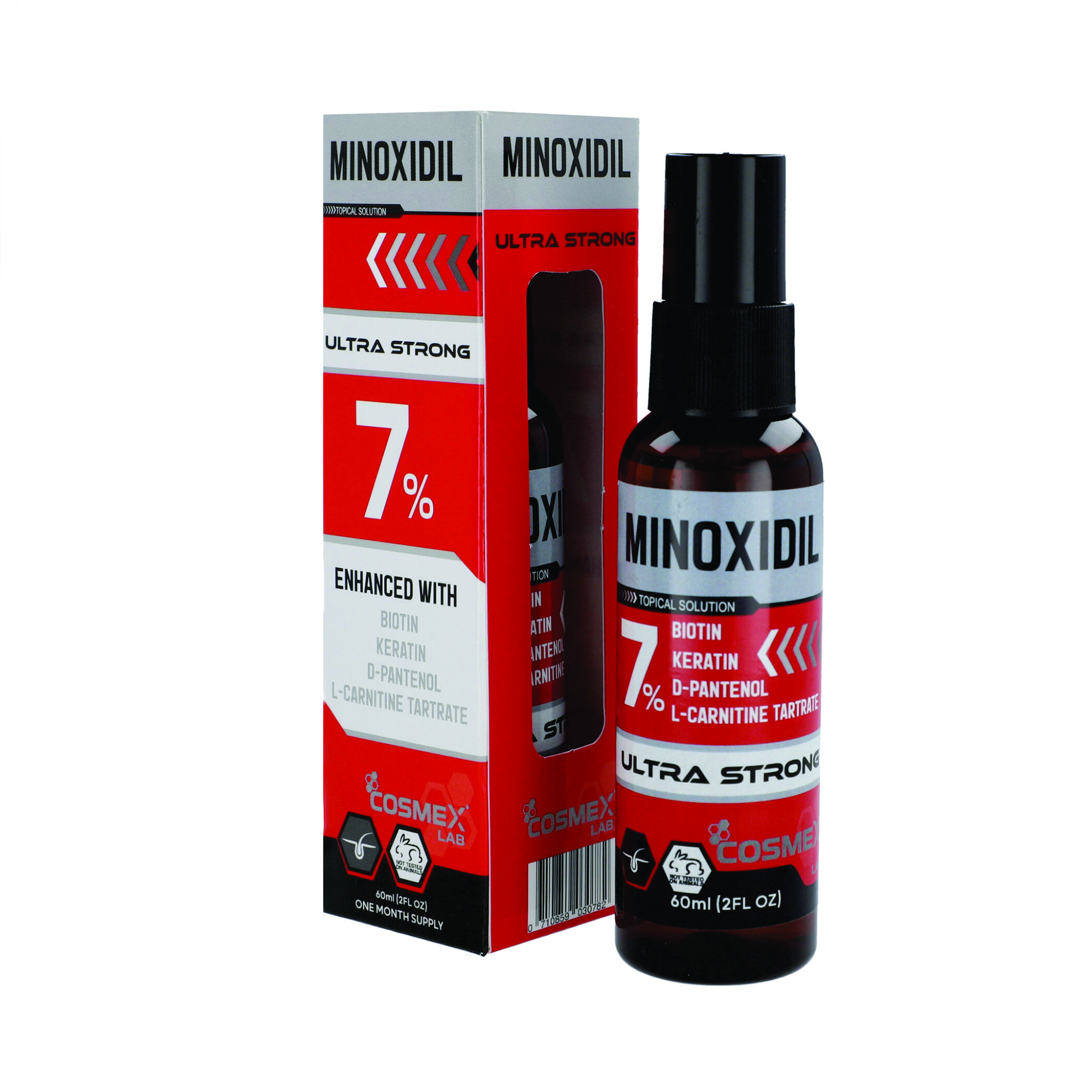  Loción MINOXIDIL 7% Fortificada con Biotina para Crecimiento De Cabello  60 ml 1 Mes