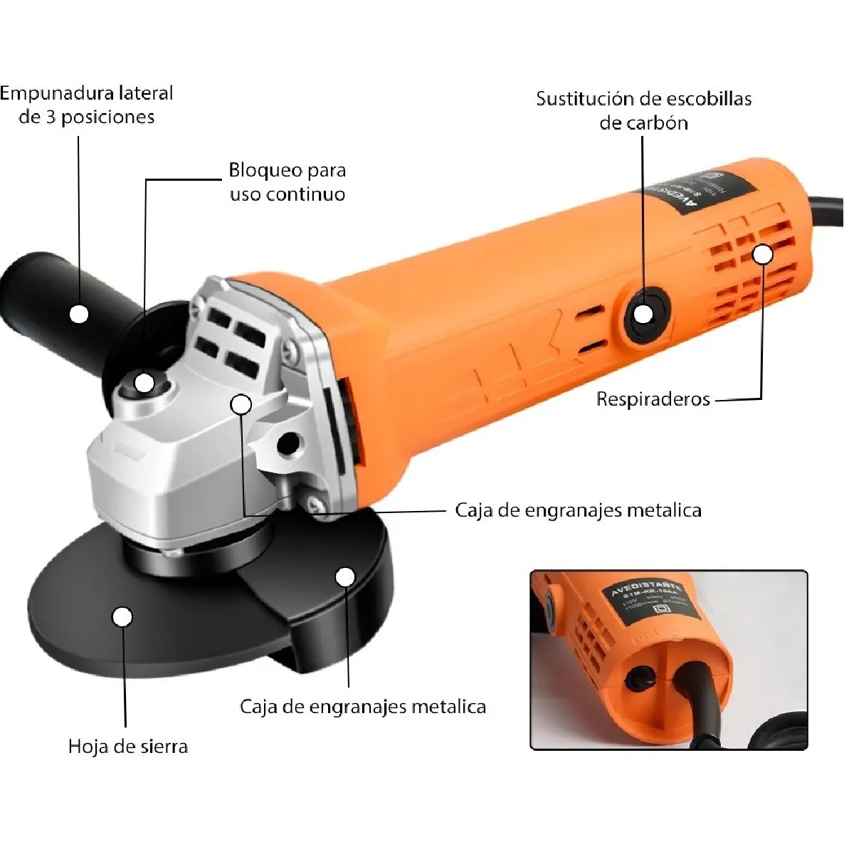 Mini Esmeriladora Angular Pulidora 860 W 127v +10 Accesorios