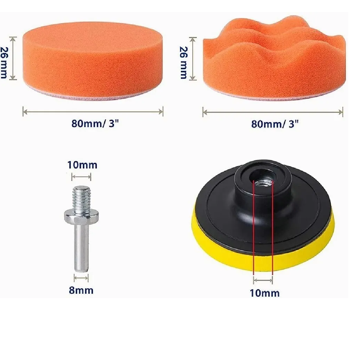 Kit Para Pulir 3 Inch Auto/borlas/ktaladro/esponjas 22Pzas
