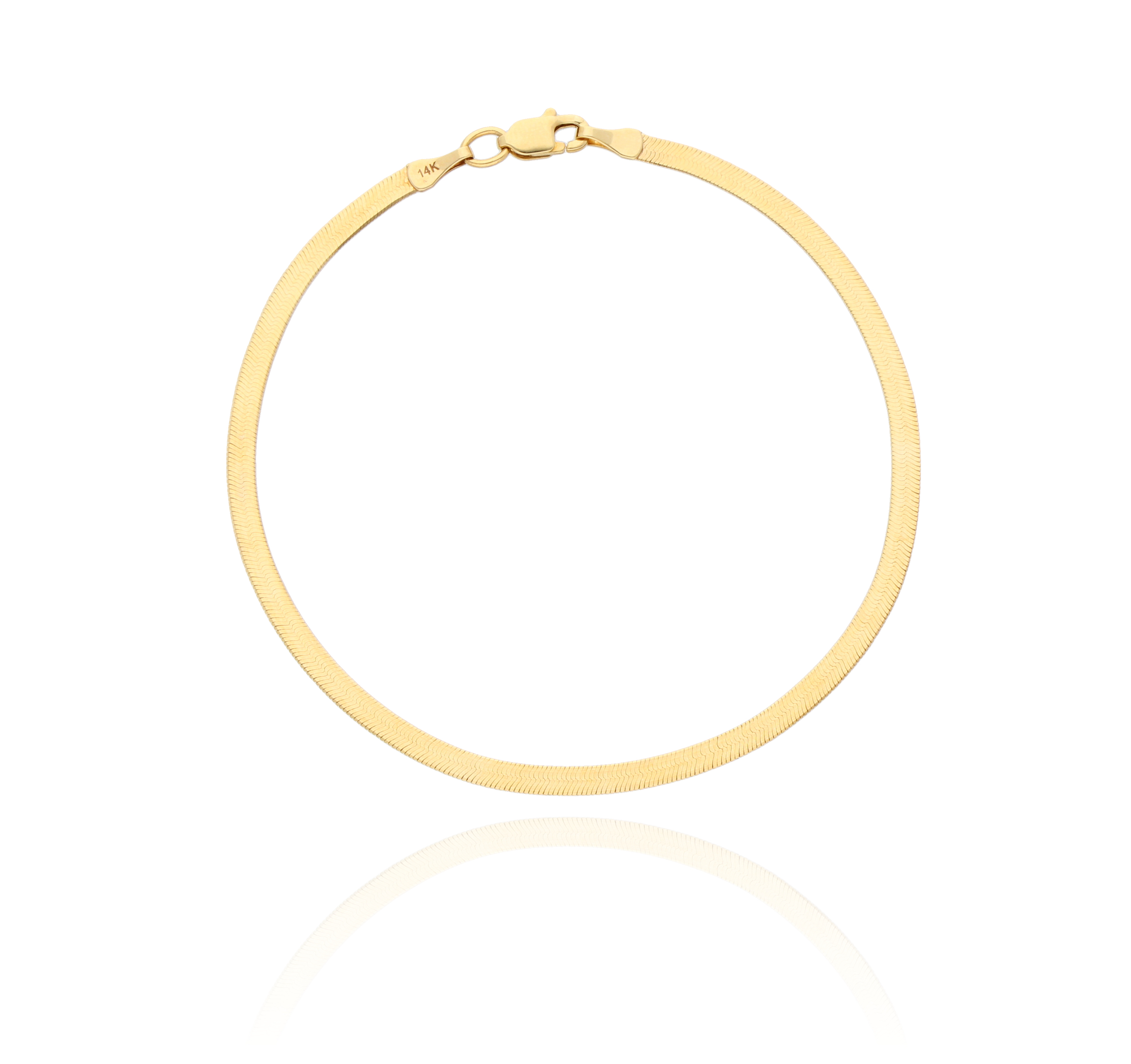 Pulso Panza de Víbora/Serpiente Liso Oro 14 Kilates