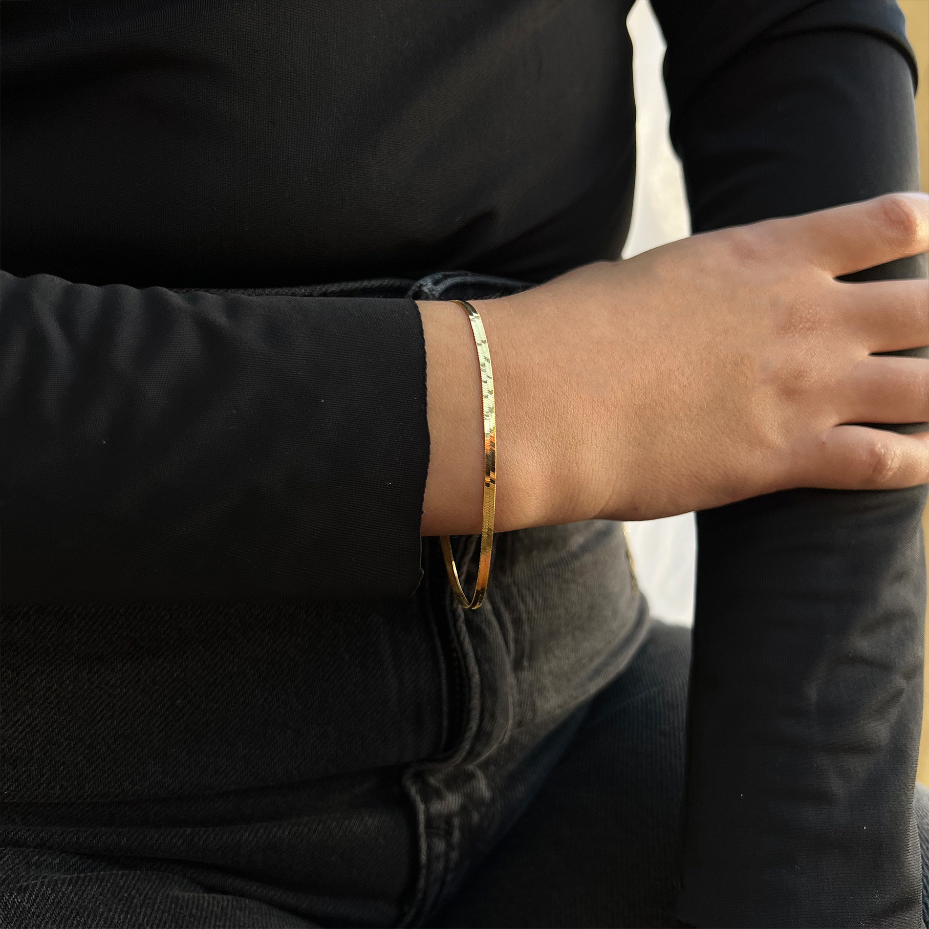 Pulso Panza de Víbora/Serpiente Liso Oro 14 Kilates