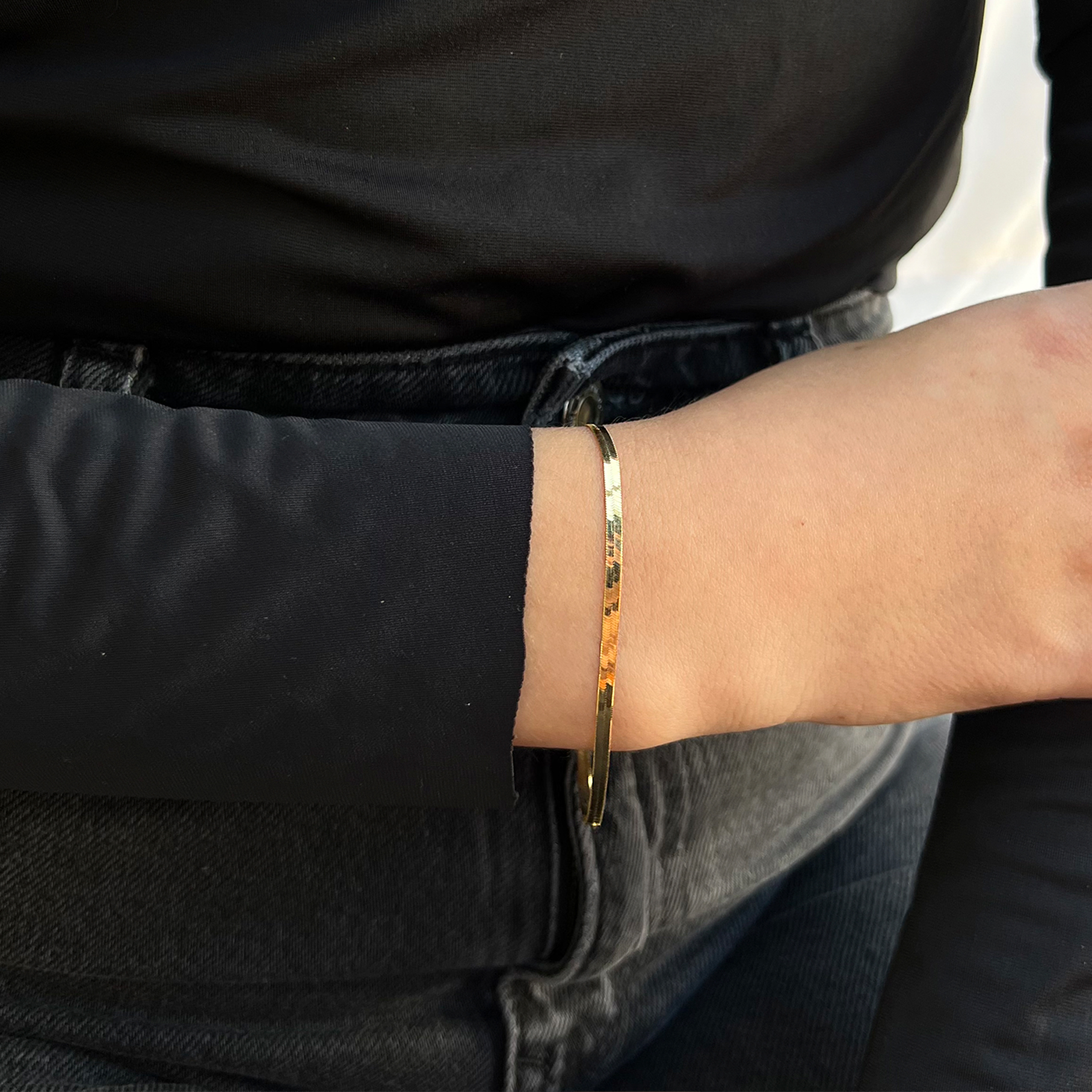 Pulso Panza de Víbora/Serpiente Liso Oro 14 Kilates