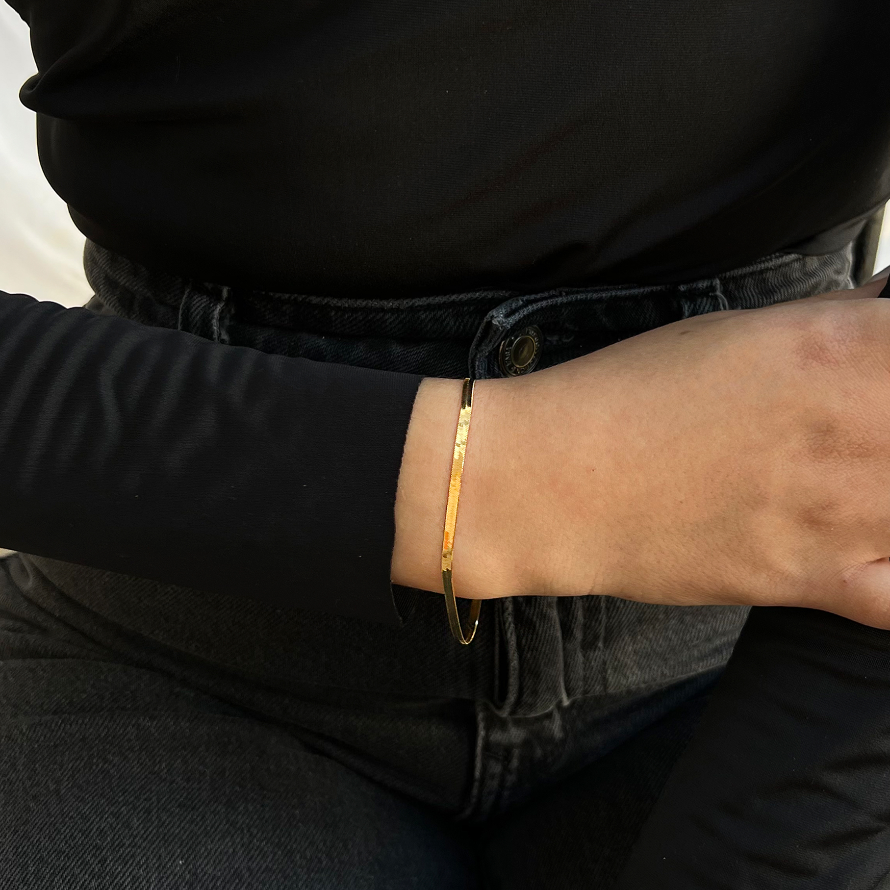 Pulso Panza de Víbora/Serpiente Liso Oro 14 Kilates