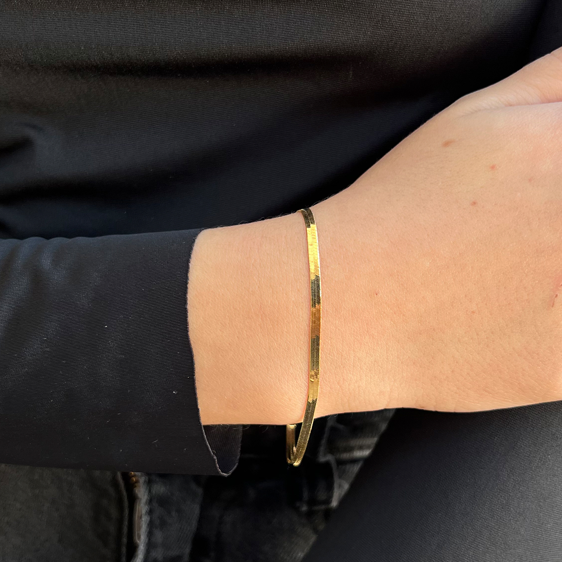 Pulso Panza de Víbora/Serpiente Liso Oro 14 Kilates