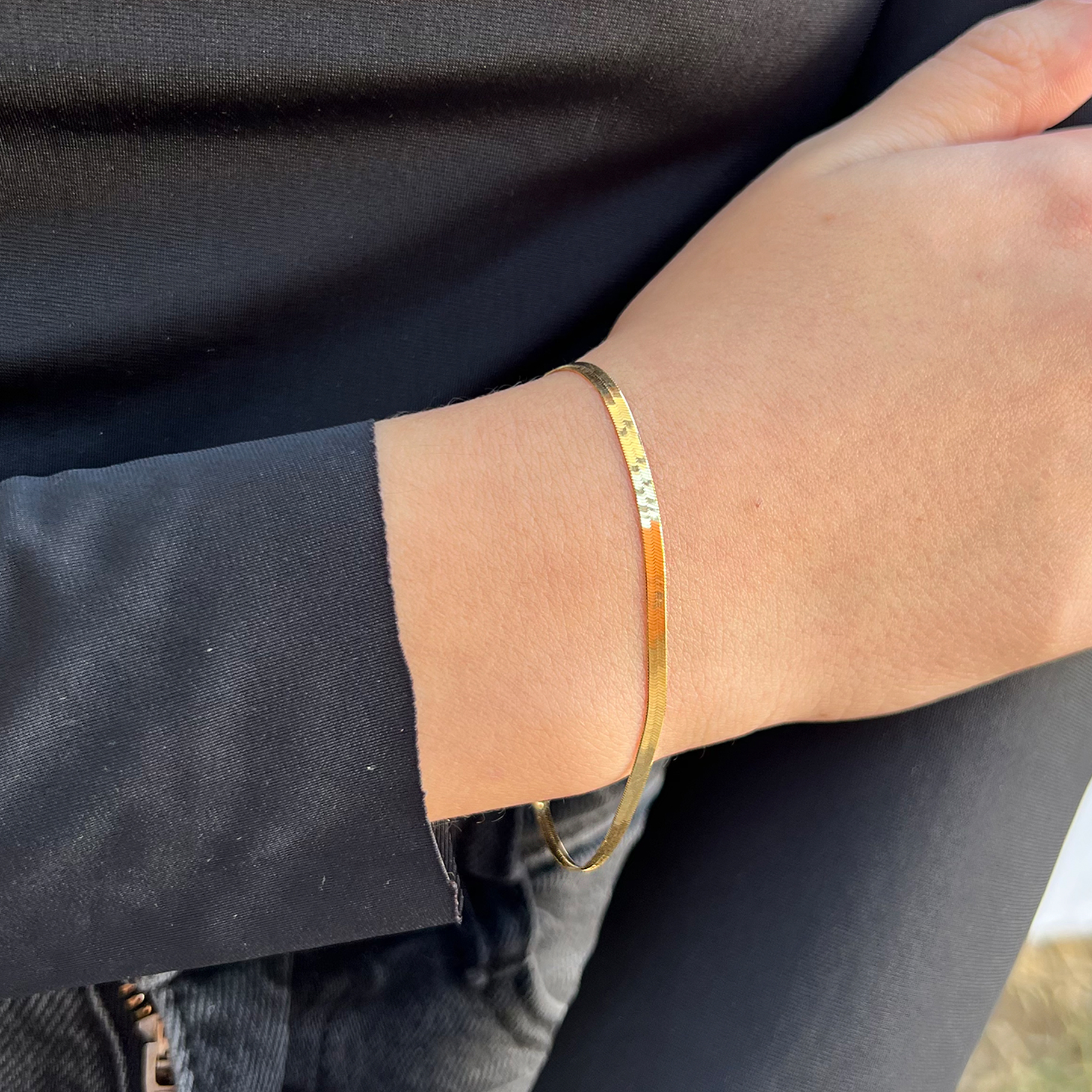 Pulso Panza de Víbora/Serpiente Liso Oro 14 Kilates