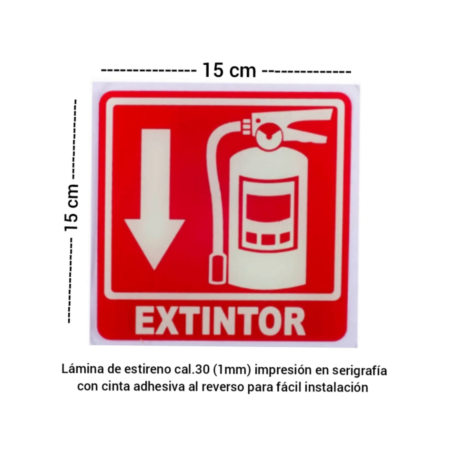 Señalamiento De Extintor Para Comercio en Serigrafia Marca IMPRIME Set 50 Pzas 15 X 15cm