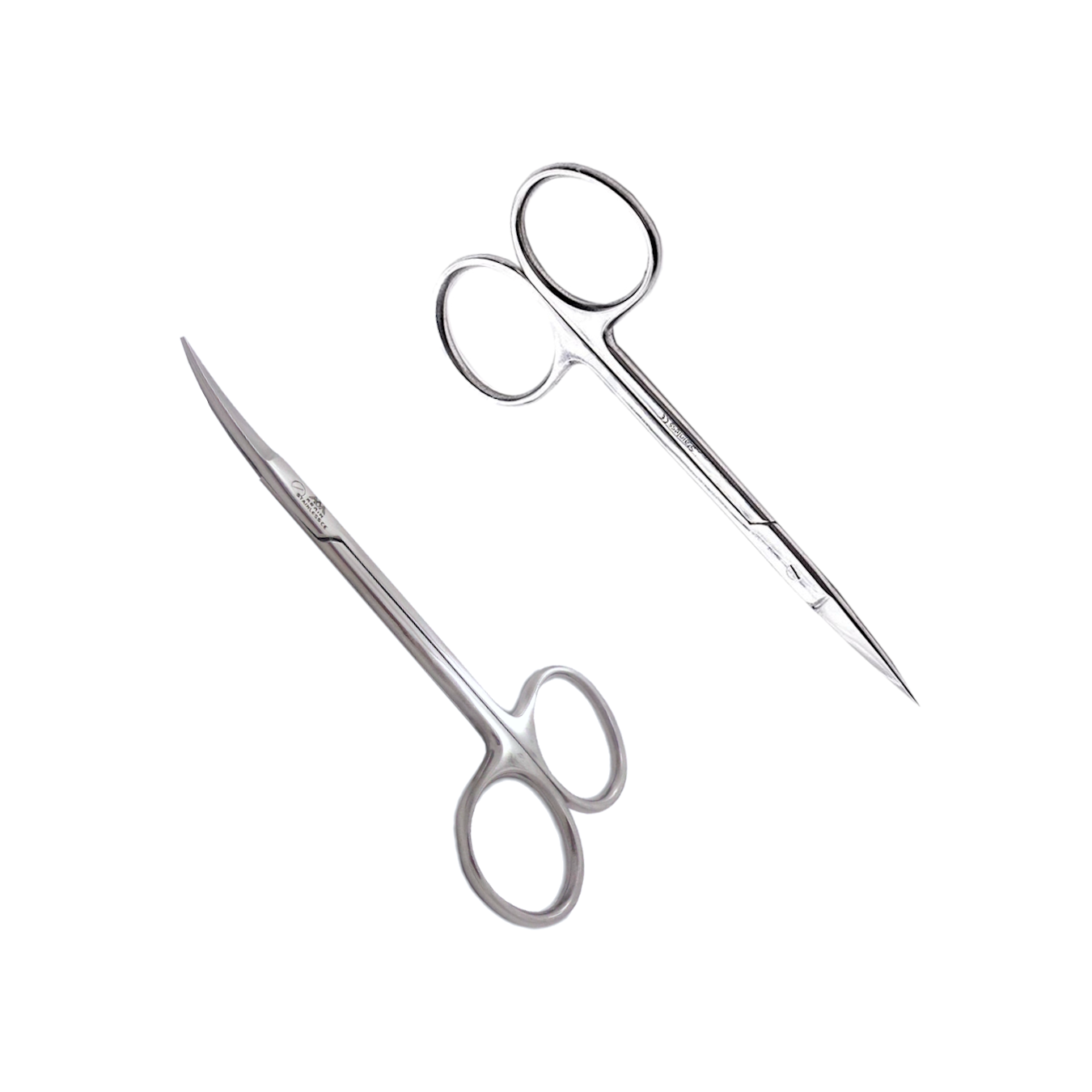 Juego 2 Tijeras Iris Recta y Curva de Acero Inoxidable 11 Cm