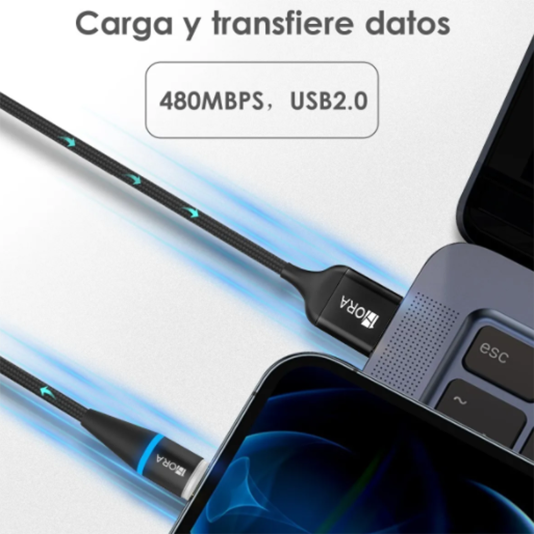 Cable Magnético Imán 3en1 Carga Rápida V8 Tipo C iPhone 1 hora