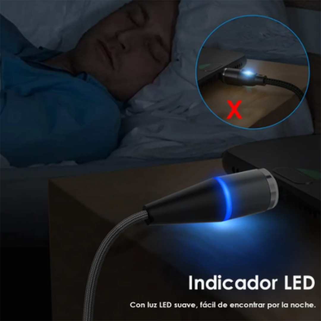 Cable Magnético Imán 3en1 Carga Rápida V8 Tipo C iPhone 1 hora