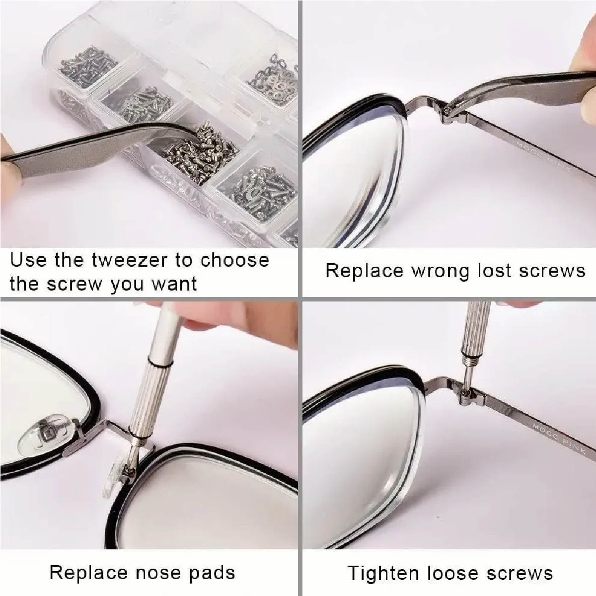 Juego De 1000 Tornillos Tuercas Reloj Gafas Gafas Reparación