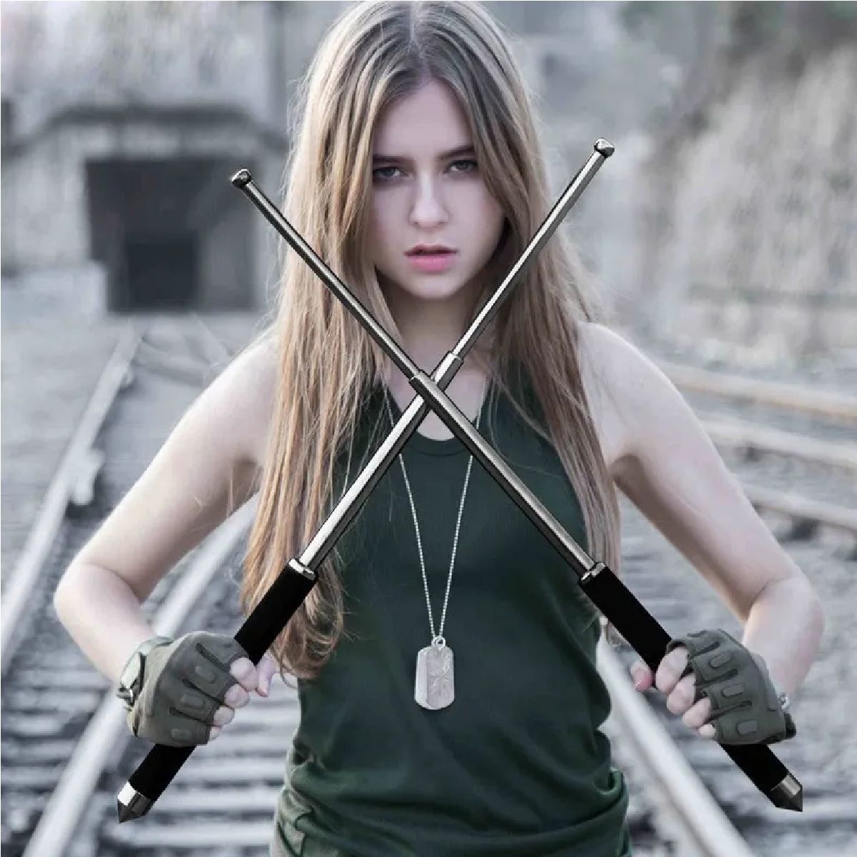 Bastón Telescópico De Acero Aleado De Autodefensa 66 Cm