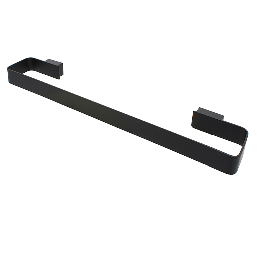 Juego De Baño 7 Piezas Con Barra Doble Negro Mate Cuadrado 