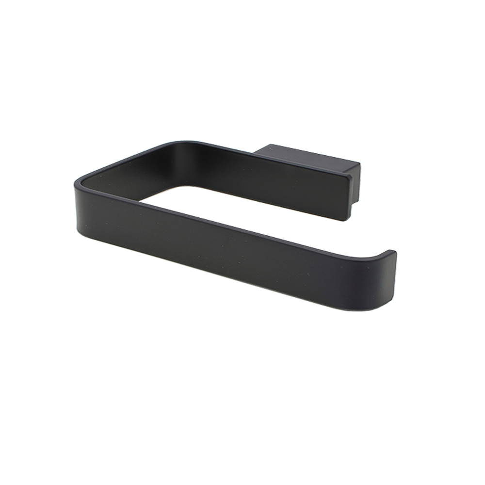 Juego De Baño 7 Piezas Con Barra Doble Negro Mate Cuadrado 