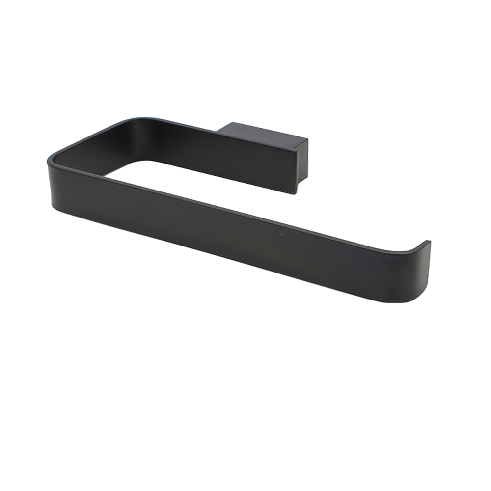 Juego De Baño 7 Piezas Con Barra Doble Negro Mate Cuadrado 