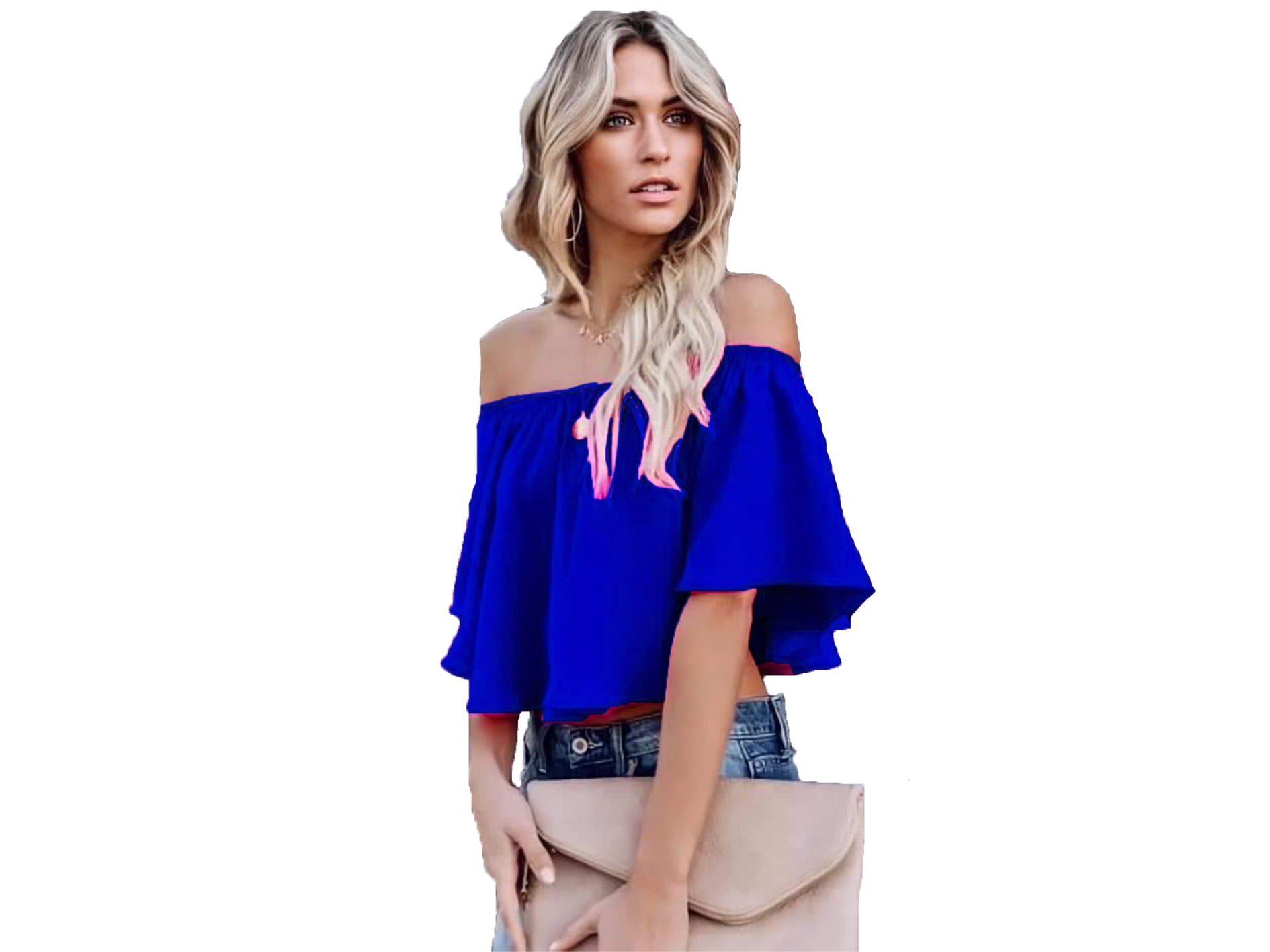 Blusa con hombros descubiertos coqueta .