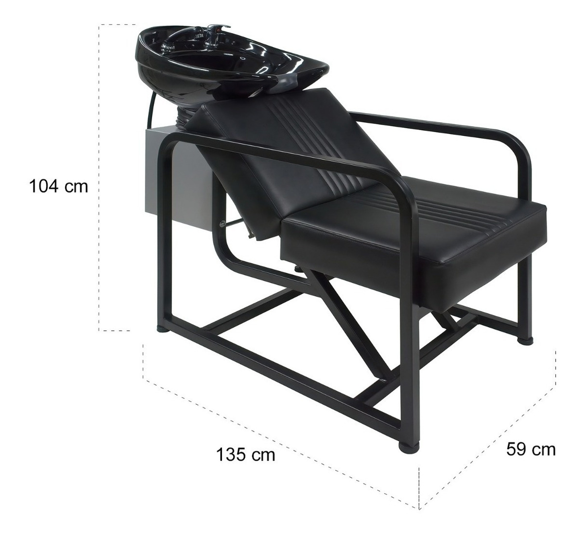 Lavacabezas Tarja Cerámica Ajustable Negro Salon Estetica