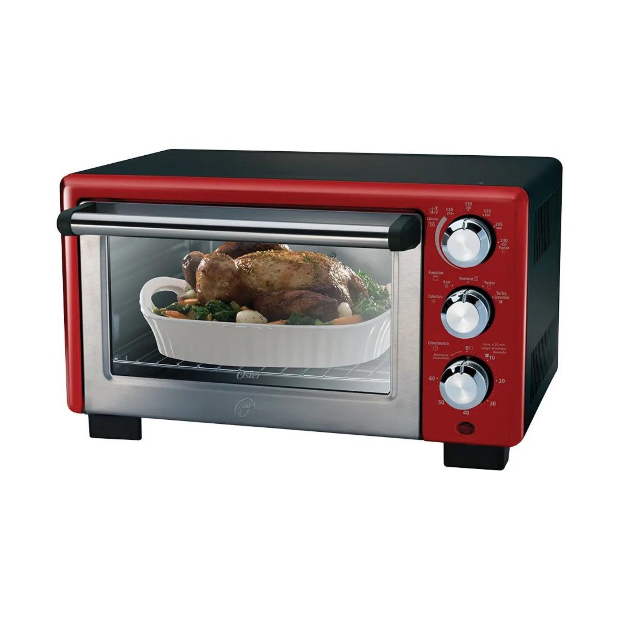 Oster Horno Electrico  3 Perillas 18lt Rojo