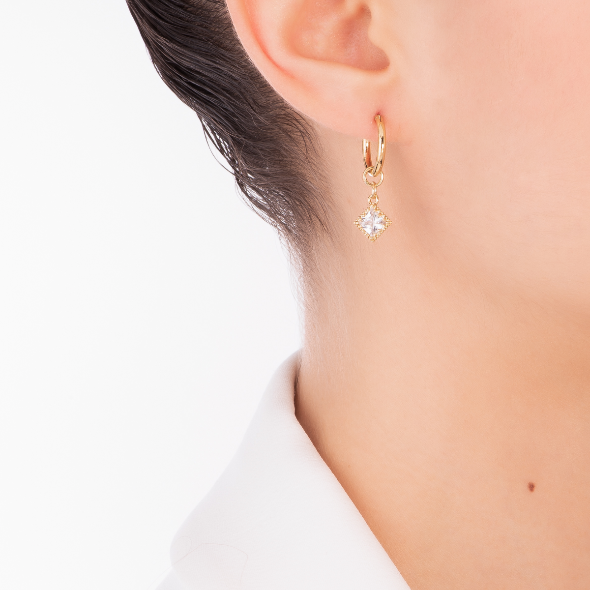 Arete Color Oro Con Piedras Moda Mujer Joyería NICE