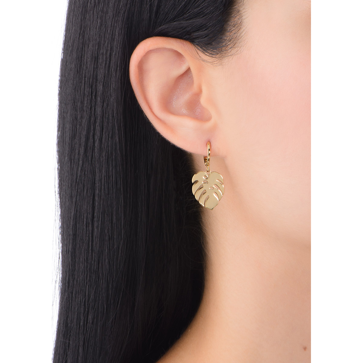 Arete Color Oro Diseño Hoja Moda Mujer Joyería NICE