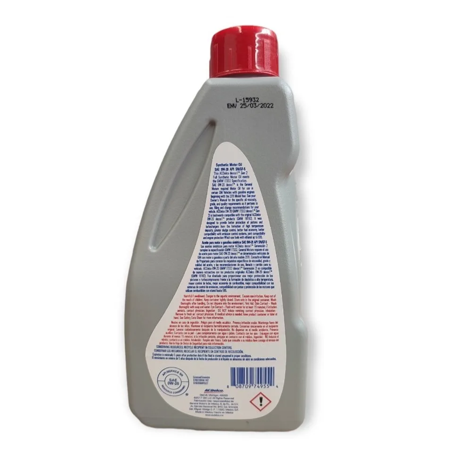 Aceite ACDelco 0w20 100% Sintetico Dexos Gen 2 946 Ml