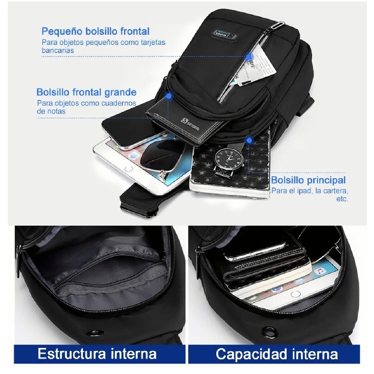 Pechera Mochila Impermeable Multifunción Cruzada Hombro