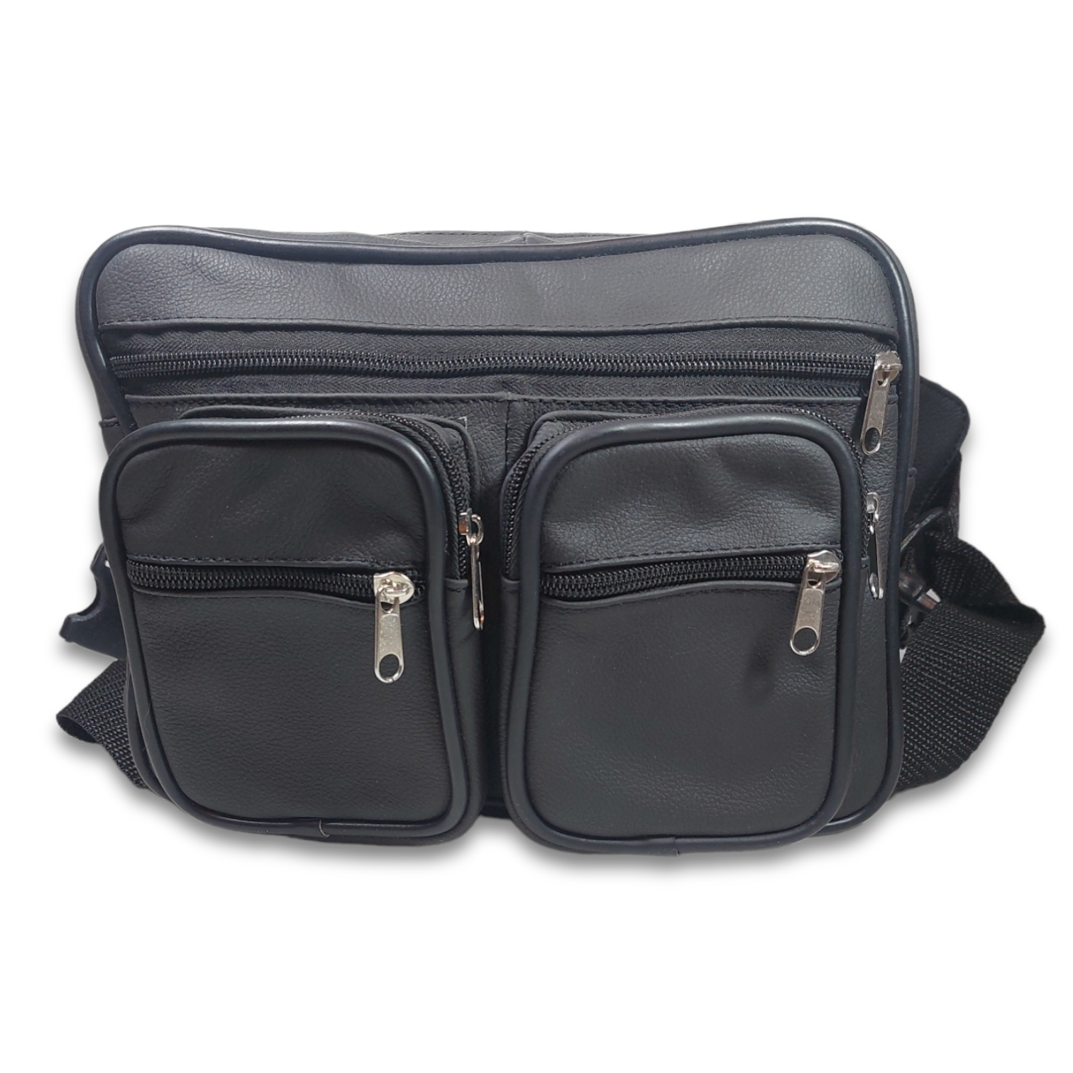 Cangurera de Piel Genuina, riñonera 7 compartimientos para organizar todo