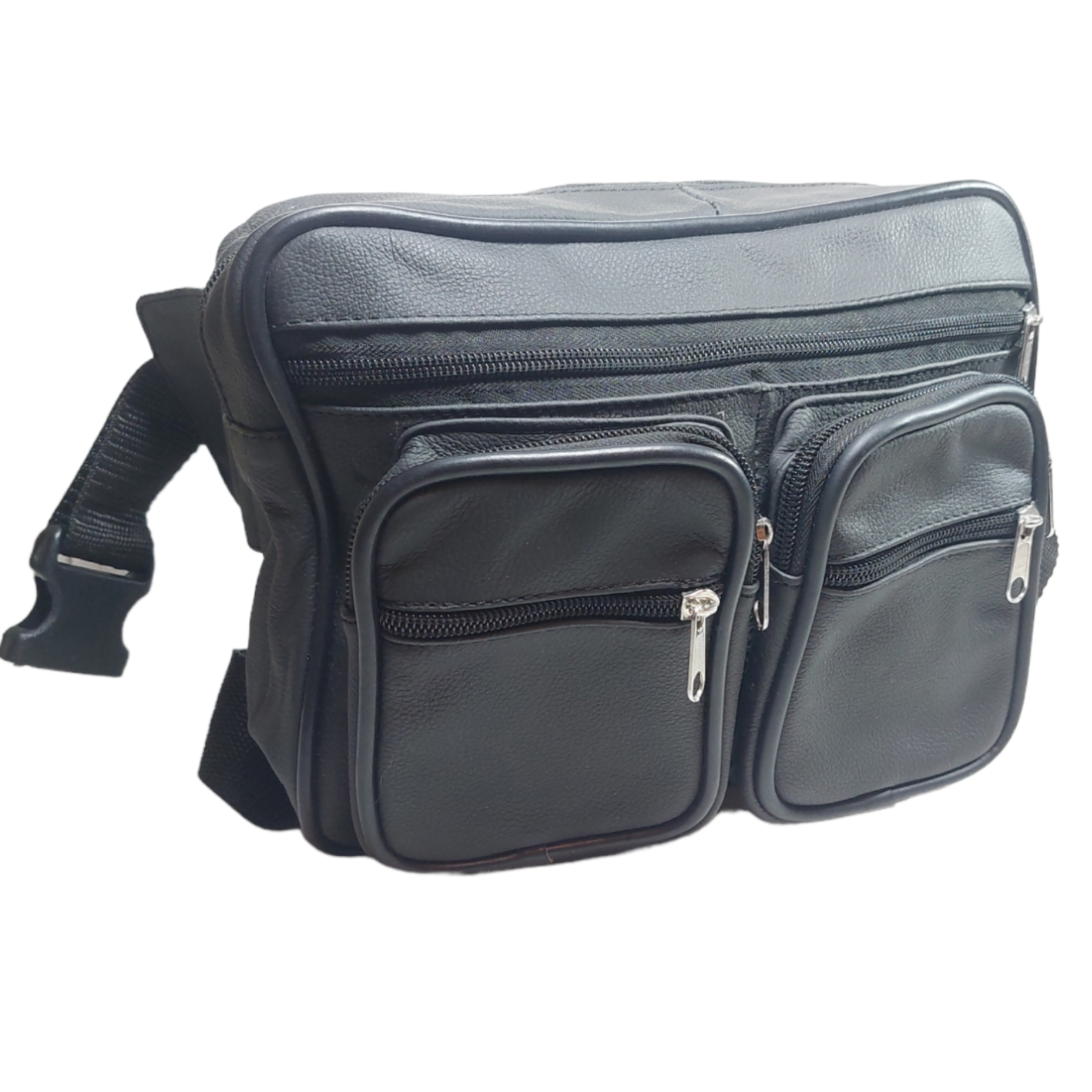 Cangurera de Piel Genuina, riñonera 7 compartimientos para organizar todo