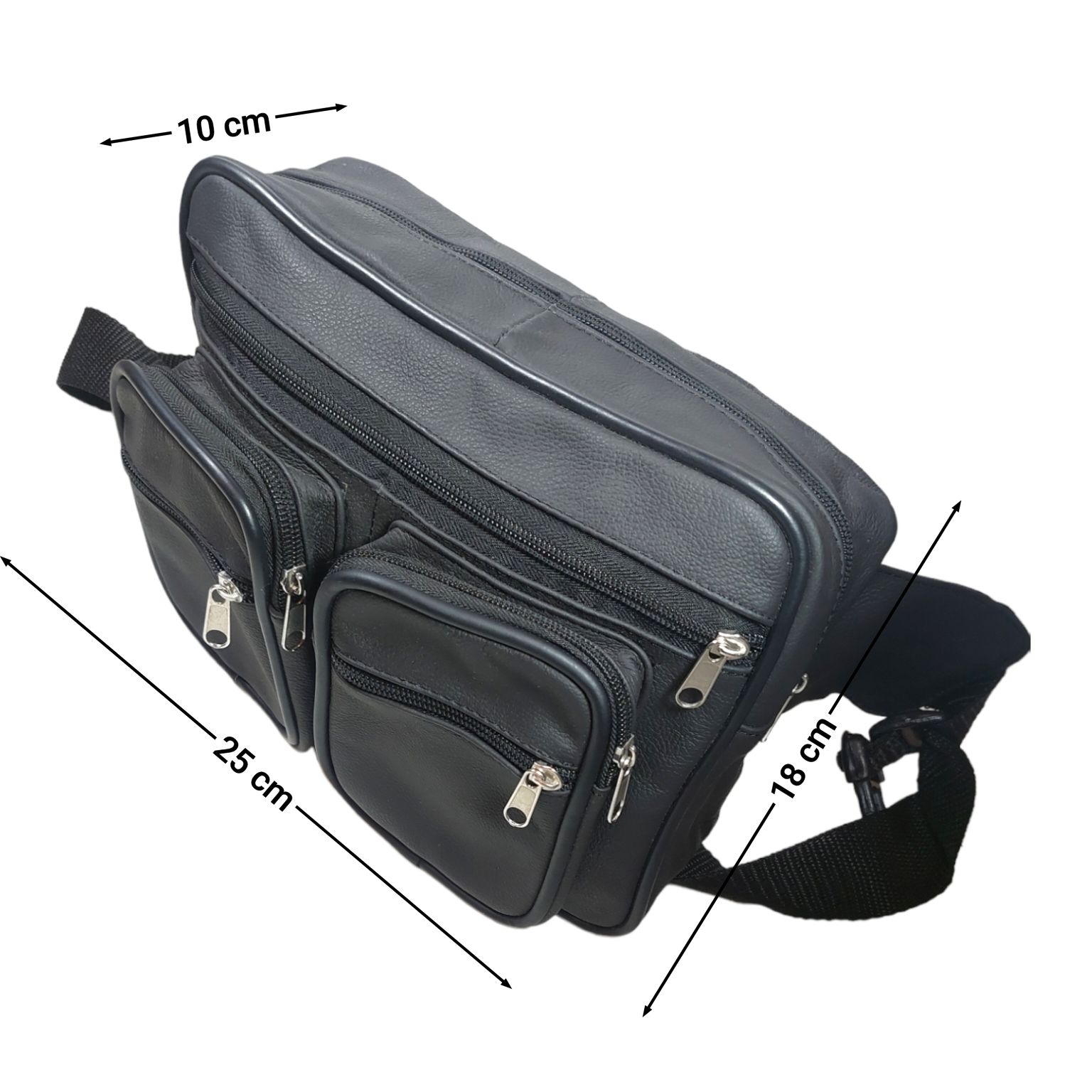 Cangurera de Piel Genuina, riñonera 7 compartimientos para organizar todo