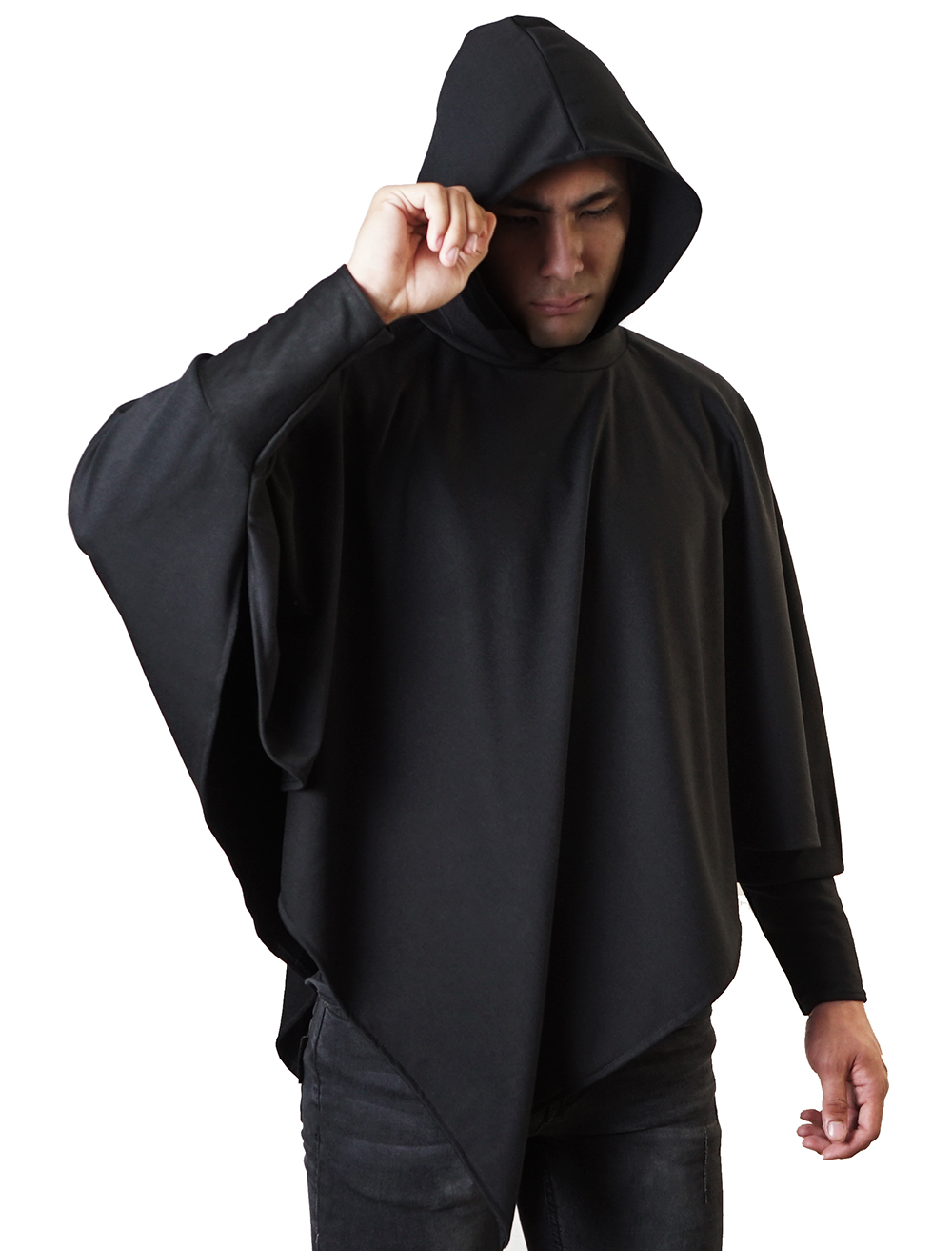 PONCHO CON GORRO, GABÁN CAPA CON MANGAS HOMBRE