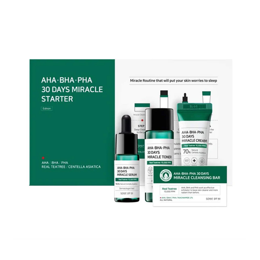 AHA BHA PHA 30 Days Miracle Starter Kit | Kit anti-acné