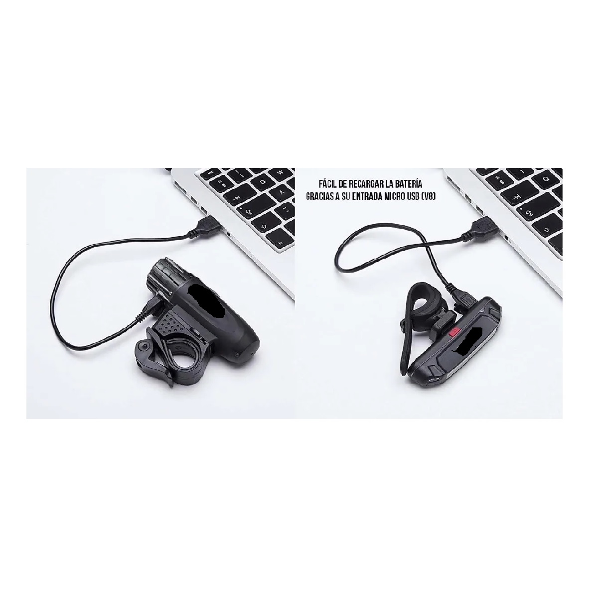 Kit Luces Bicicleta Recargable Luz Delantera Y Trasera