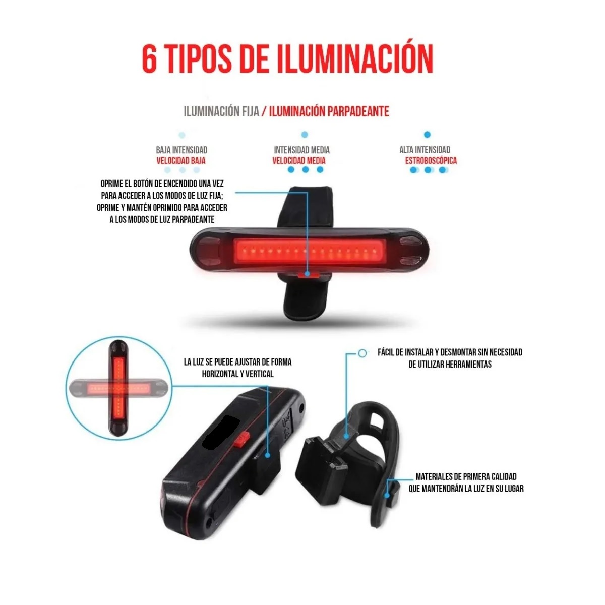 Kit Luces Bicicleta Recargable Luz Delantera Y Trasera