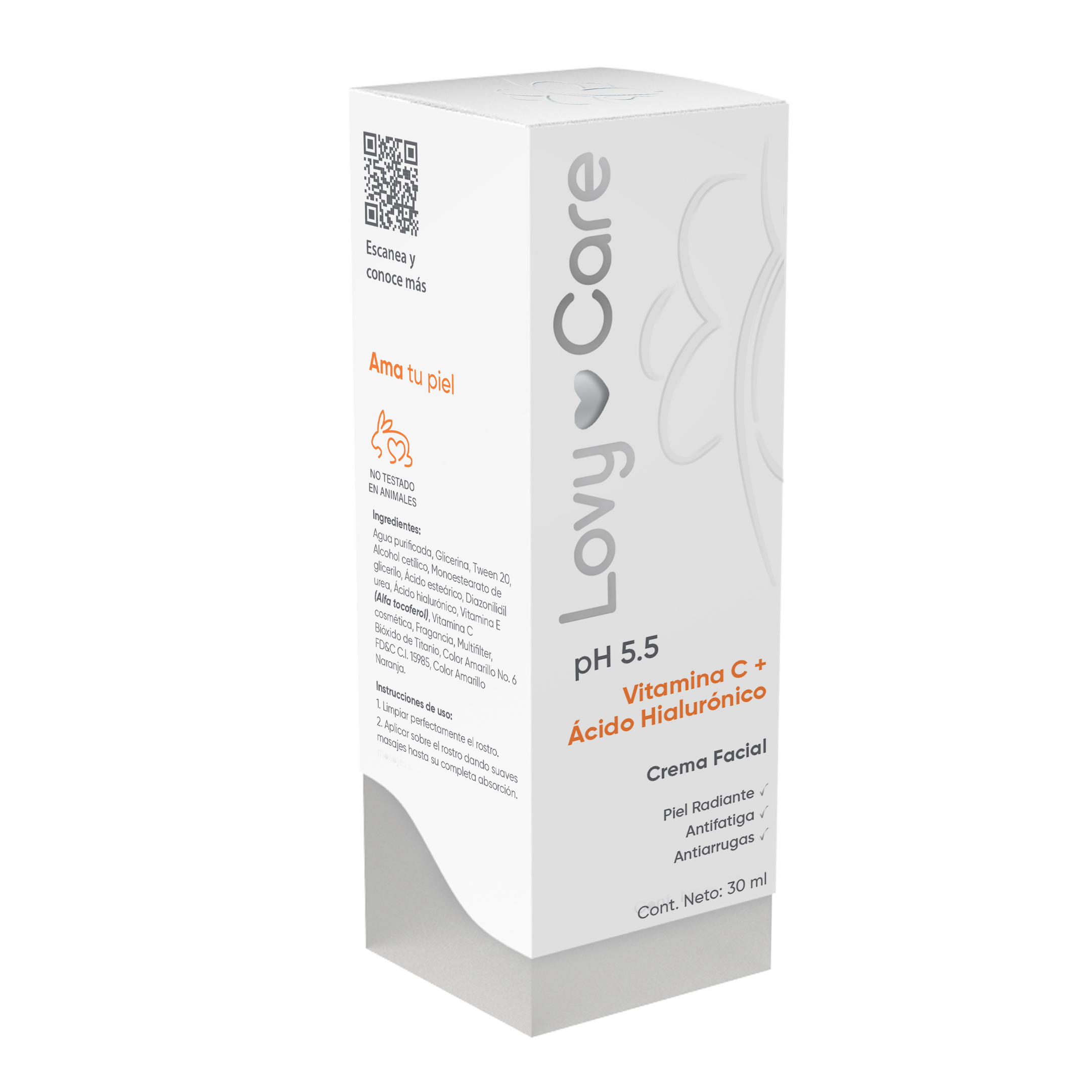 Crema Facial Vit C y Ácido Hialurónico Lovycare 30 ml