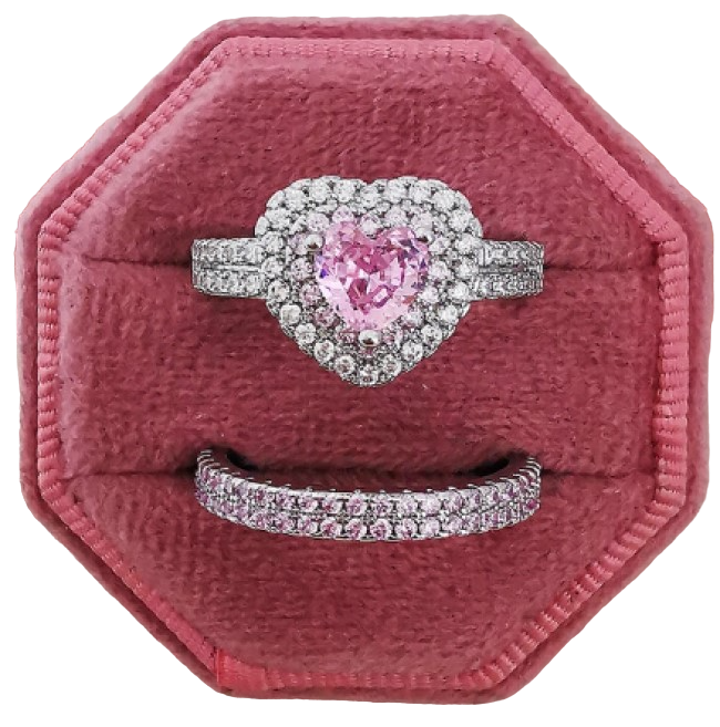 Anillo Promesa Corazón De Zirconias Rosa Amour Y Churumbela.