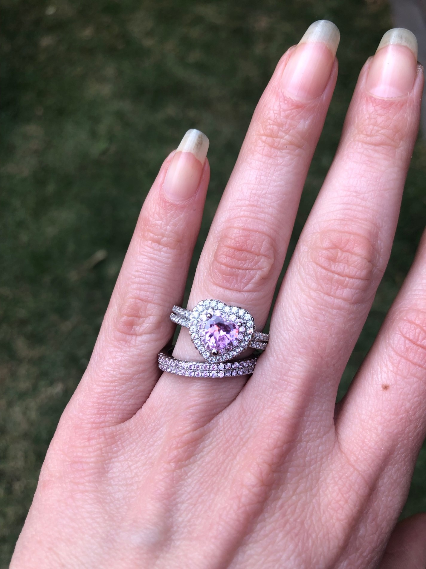 Anillo Promesa Corazón De Zirconias Rosa Amour Y Churumbela.