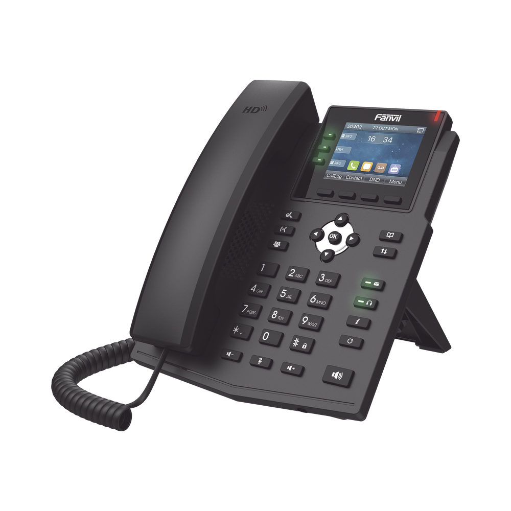 Teléfono Ip Empresarial Fanvil X3U, con 6 Lineas Sip, puertos Gigabit, IPv6, Opus y conferencia de 3 vías, PoE/DC