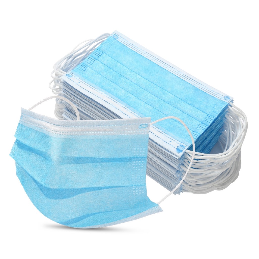 50 Cubrebocas Tricapa Quirúrgico 99% De Filtración Azul